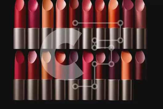 Intra Συλλεκτικό Ξύλινο Παζλ Plywood  4mm - Όμορφη κάθετη σειρά κραγιόν σε αποχρώσεις του κόκκινου, ροζ και πορτοκαλί σε μαύρο φόντο Σε Ξύλινο Κουτί - Διαστάσεις Puzzle: 10x10 cm – 25 κομμάτια