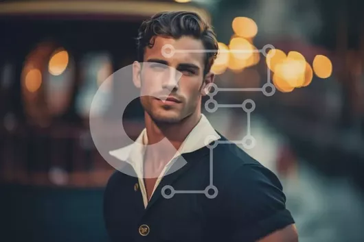 Intra Συλλεκτικό Ξύλινο Παζλ Plywood  4mm - Σοβαρός άνθρωπος στο δρόμο τη νύχτα με ρόδα λούνα παρκ σε απόσταση Σε Ξύλινο Κουτί - Διαστάσεις Puzzle: 10x10 cm – 25 κομμάτια