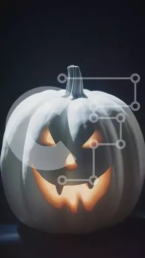 Intra Συλλεκτικό Ξύλινο Παζλ Plywood  4mm - Λαμπερή λευκή διακόσμηση κολοκύθας για το Halloween Σε Ξύλινο Κουτί - Διαστάσεις Puzzle: 10x10 cm – 25 κομμάτια