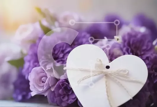 Intra Συλλεκτικό Ξύλινο Παζλ Plywood  4mm - Ρομαντικό χαρτί σε σχήμα καρδιάς και μωβ λουλούδια Σε Ξύλινο Κουτί - Διαστάσεις: 10x10 cm – 25 κομμάτια