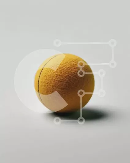 Intra Συλλεκτικό Ξύλινο Παζλ Plywood  4mm - Κίτρινη μπάλα του τένις σε γκρίζα επιφάνεια Σε Ξύλινο Κουτί - Διαστάσεις Puzzle: 10x10 cm – 25 κομμάτια