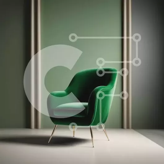 Intra Συλλεκτικό Ξύλινο Παζλ Plywood  4mm - Κομψή πράσινη βελούδινη πολυθρόνα σε μινιμαλιστικό σκηνικό Σε Ξύλινο Κουτί - Διαστάσεις Puzzle: 10x10 cm – 25 κομμάτια