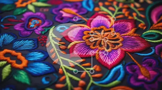 Intra Συλλεκτικό Ξύλινο Παζλ Plywood  4mm - Ζωντανό κεντημένο σχέδιο λουλουδιών σε μαύρο φόντο Σε Ξύλινο Κουτί - Διαστάσεις Puzzle: 10x10 cm – 25 κομμάτια