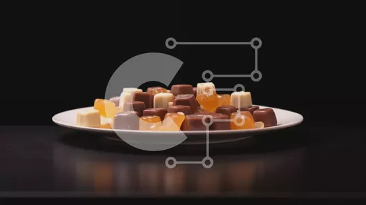 Intra Συλλεκτικό Ξύλινο Παζλ Plywood  4mm - Πιάτο με καραμέλες σοκολάτας, πορτοκαλιού και καραμέλας Σε Ξύλινο Κουτί - Διαστάσεις: 10x10 cm – 25 κομμάτια