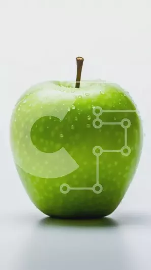 Intra Συλλεκτικό Ξύλινο Παζλ Plywood  4mm - Φρέσκο ​​και ζουμερό πράσινο μήλο με σταγονίδια νερού Σε Ξύλινο Κουτί - Διαστάσεις: 10x10 cm – 25 κομμάτια