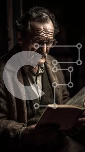 Intra Συλλεκτικό Ξύλινο Παζλ Plywood  4mm - Ηλικιωμένος που διαβάζει ένα βιβλίο σε ένα άνετο δωμάτιο Σε Ξύλινο Κουτί - Διαστάσεις Puzzle: 10x10 cm – 25 κομμάτια