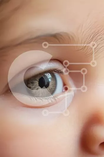 Intra Συλλεκτικό Ξύλινο Παζλ Plywood  4mm - Κοντινό πλάνο του Καστανού ματιού του παιδιού Σε Ξύλινο Κουτί - Διαστάσεις Puzzle: 10x10 cm – 25 κομμάτια