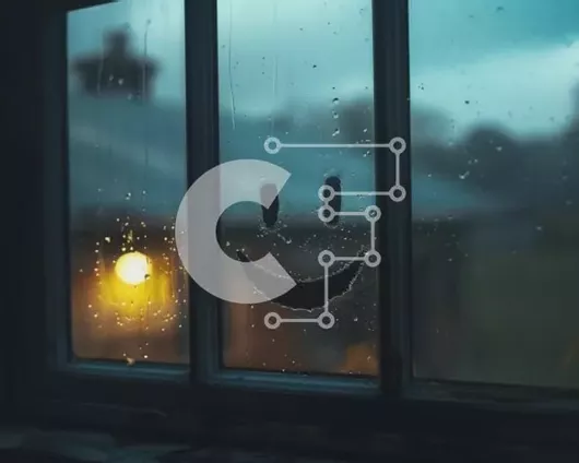 Intra Συλλεκτικό Ξύλινο Παζλ Plywood  4mm - Χαμογελαστό πρόσωπο ζωγραφισμένο στο περβάζι παραθύρου Rainy Night Σε Ξύλινο Κουτί - Διαστάσεις Puzzle: 10x10 cm – 25 κομμάτια