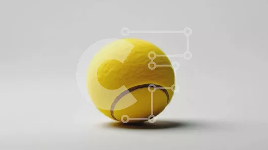 Intra Συλλεκτικό Ξύλινο Παζλ Plywood  4mm - Φωτεινή κίτρινη μπάλα τένις σε γκρι επιφάνεια γηπέδου Σε Ξύλινο Κουτί - Διαστάσεις Puzzle: 10x10 cm – 25 κομμάτια