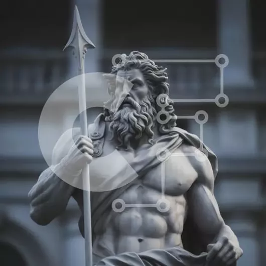 Intra Συλλεκτικό Ξύλινο Παζλ Plywood  4mm - Μυώδες άγαλμα ενός Έλληνα θεού που κρατά ένα δόρυ Σε Ξύλινο Κουτί - Διαστάσεις Puzzle: 10x10 cm – 25 κομμάτια