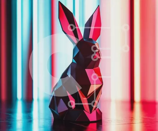 Intra Συλλεκτικό Ξύλινο Παζλ Plywood  4mm - Γεωμετρικό γλυπτό κουνελιού με πολύχρωμο φόντο Σε Ξύλινο Κουτί - Διαστάσεις Puzzle: 10x10 cm – 25 κομμάτια