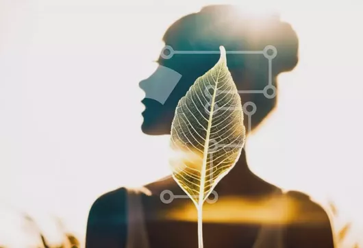 Intra Συλλεκτικό Ξύλινο Παζλ Plywood  4mm - Γυναίκα με πράσινο φύλλο σιλουέτα Σε Ξύλινο Κουτί - Διαστάσεις Puzzle: 10x10 cm – 25 κομμάτια