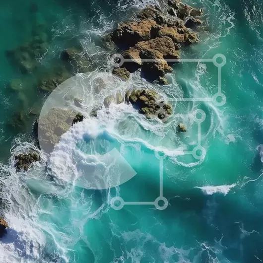 Intra Συλλεκτικό Ξύλινο Παζλ Plywood  4mm - Εκπληκτική εναέρια λήψη των κυμάτων του ωκεανού ενάντια στη βραχώδη ακτή Σε Ξύλινο Κουτί - Διαστάσεις: 10x10 cm – 25 κομμάτια