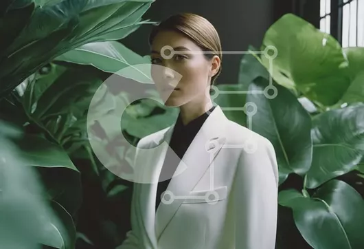 Intra Συλλεκτικό Ξύλινο Παζλ Plywood  4mm - Γυναίκα που στέκεται ανάμεσα σε πλούσια φυτά εσωτερικού χώρου Σε Ξύλινο Κουτί - Διαστάσεις Puzzle: 10x10 cm – 25 κομμάτια