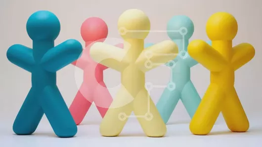 Intra Συλλεκτικό Ξύλινο Παζλ Plywood  4mm - Ομάδα πολύχρωμων πλαστικών ειδωλίων που στέκονται μαζί Σε Ξύλινο Κουτί - Διαστάσεις Puzzle: 10x10 cm – 25 κομμάτια