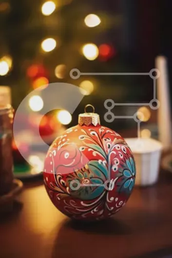 Intra Συλλεκτικό Ξύλινο Παζλ Plywood  4mm - Διακοσμημένο χριστουγεννιάτικο στολίδι σε τραπέζι με γιορτινά φώτα Σε Ξύλινο Κουτί - Διαστάσεις: 10x10 cm – 25 κομμάτια