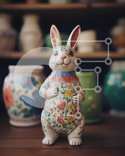 Intra Συλλεκτικό Ξύλινο Παζλ Plywood  4mm - Επίδειξη με ειδώλιο και διακοσμητικό λαγουδάκι του Πάσχα Σε Ξύλινο Κουτί - Διαστάσεις Puzzle: 10x10 cm – 25 κομμάτια