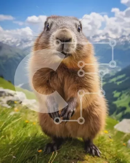 Intra Συλλεκτικό Ξύλινο Παζλ Plywood  4mm - Αξιολάτρευτο Groundhog που κοιτάζει την κάμερα σε έναν χορταριασμένο λόφο Σε Ξύλινο Κουτί - Διαστάσεις: 10x10 cm – 25 κομμάτια