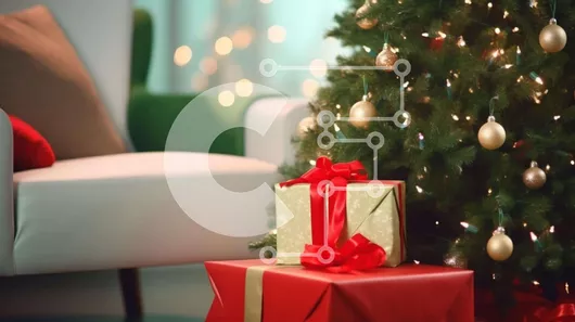 Intra Συλλεκτικό Ξύλινο Παζλ Plywood  4mm - Κόκκινα κουτιά δώρων και χριστουγεννιάτικο δέντρο με στολίδια Σε Ξύλινο Κουτί - Διαστάσεις: 10x10 cm – 25 κομμάτια