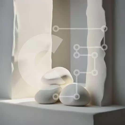 Intra Συλλεκτικό Ξύλινο Παζλ Plywood  4mm - Κοντινή όψη των στοιβαγμένων λευκών λίθων στο περβάζι παραθύρου Σε Ξύλινο Κουτί - Διαστάσεις Puzzle: 10x10 cm – 25 κομμάτια