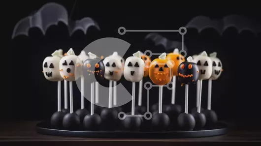 Intra Συλλεκτικό Ξύλινο Παζλ Plywood  4mm - Cake Pops με θέμα το Halloween με πρόσωπα κολοκύθας και νυχτερίδες Σε Ξύλινο Κουτί - Διαστάσεις: 10x10 cm – 25 κομμάτια