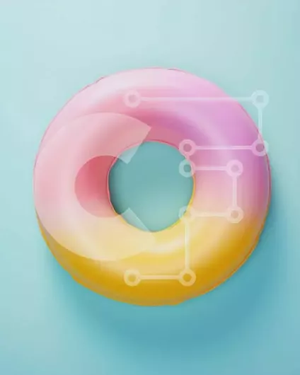 Intra Συλλεκτικό Ξύλινο Παζλ Plywood  4mm - Πολύχρωμο ντόνατ σε γαλάζιο φόντο Σε Ξύλινο Κουτί - Διαστάσεις: 10x10 cm – 25 κομμάτια