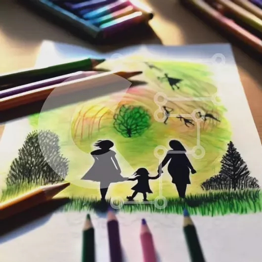 Intra Συλλεκτικό Ξύλινο Παζλ Plywood  4mm - Σχέδιο δύο ατόμων που κρατούν τα χέρια με χρωματιστά μολύβια και κραγιόνια Σε Ξύλινο Κουτί - Διαστάσεις Puzzle: 10x10 cm – 25 κομμάτια