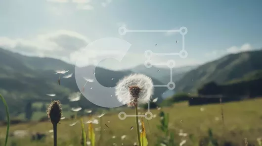 Intra Συλλεκτικό Ξύλινο Παζλ Plywood  4mm - Πικραλίδα σε ένα χορταριασμένο χωράφι με φόντο την οροσειρά Σε Ξύλινο Κουτί - Διαστάσεις: 10x10 cm – 25 κομμάτια