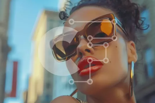 Intra Συλλεκτικό Ξύλινο Παζλ Plywood  4mm - Κομψή γυναίκα με υπερμεγέθη γυαλιά ηλίου Σε Ξύλινο Κουτί - Διαστάσεις Puzzle: 10x10 cm – 25 κομμάτια