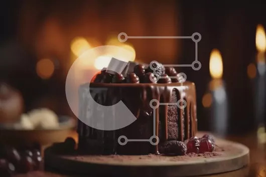 Intra Συλλεκτικό Ξύλινο Παζλ Plywood  4mm - Αφεθείτε σε αυτό το κέικ σοκολάτας με ψιλό σοκολάτας και κράνμπερι καλυμμένα με μαύρη σοκολάτα Σε Ξύλινο Κουτί - Διαστάσεις: 10x10 cm – 25 κομμάτια