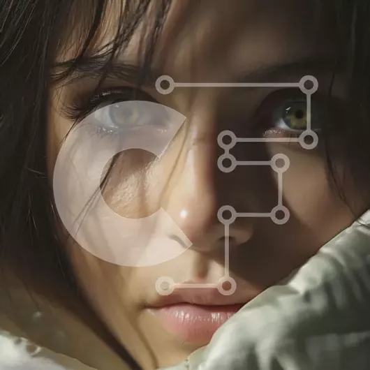 Intra Συλλεκτικό Ξύλινο Παζλ Plywood  4mm - Σοβαρή γυναίκα με μακριά σκούρα μαλλιά με λευκή κουβέρτα Σε Ξύλινο Κουτί - Διαστάσεις Puzzle: 10x10 cm – 25 κομμάτια