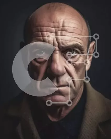 Intra Συλλεκτικό Ξύλινο Παζλ Plywood  4mm - Πορτρέτο ενός μεσήλικα με μια σοβαρή έκφραση Σε Ξύλινο Κουτί - Διαστάσεις Puzzle: 10x10 cm – 25 κομμάτια