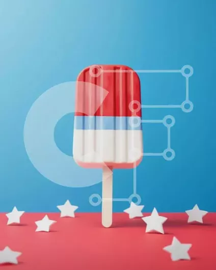 Intra Συλλεκτικό Ξύλινο Παζλ Plywood  4mm - Πατριωτικό παγωτό Popsicle σε πορτοκαλί φόντο Σε Ξύλινο Κουτί - Διαστάσεις Puzzle: 10x10 cm – 25 κομμάτια