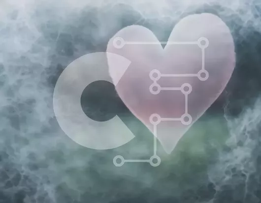 Intra Συλλεκτικό Ξύλινο Παζλ Plywood  4mm - Πλωτή ροζ καρδιά σε ομιχλώδες φόντο Σε Ξύλινο Κουτί - Διαστάσεις Puzzle: 10x10 cm – 25 κομμάτια