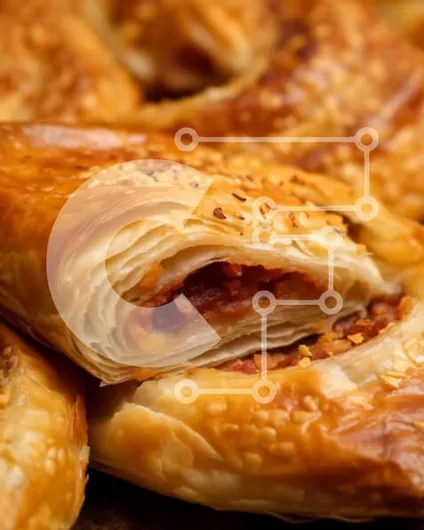 Intra Συλλεκτικό Ξύλινο Παζλ Plywood  4mm - Νόστιμα ζαχαροπλαστεία πεπερόνι και τυριού - από κοντά Σε Ξύλινο Κουτί - Διαστάσεις: 10x10 cm – 25 κομμάτια