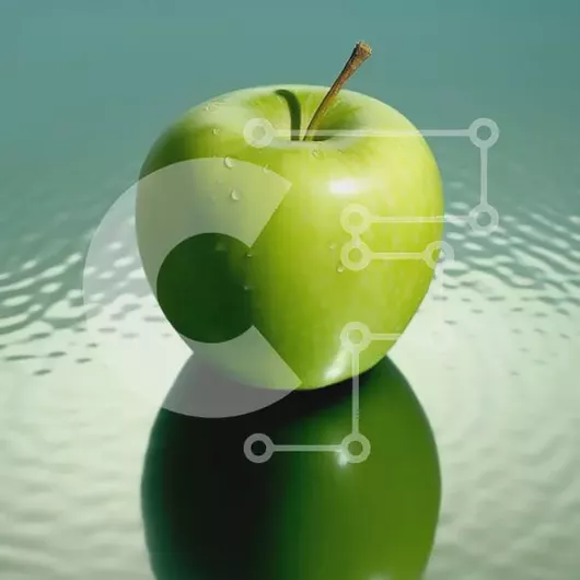 Intra Συλλεκτικό Ξύλινο Παζλ Plywood  4mm - Φρέσκο ​​και ζουμερό πράσινο μήλο σε ένα τραπέζι Σε Ξύλινο Κουτί - Διαστάσεις: 10x10 cm – 25 κομμάτια