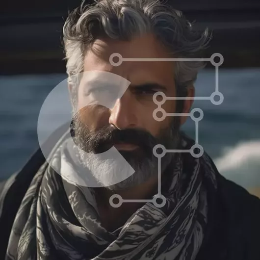 Intra Συλλεκτικό Ξύλινο Παζλ Plywood  4mm - Κομψός άνδρας που στέκεται δίπλα στον ωκεανό Σε Ξύλινο Κουτί - Διαστάσεις Puzzle: 10x10 cm – 25 κομμάτια