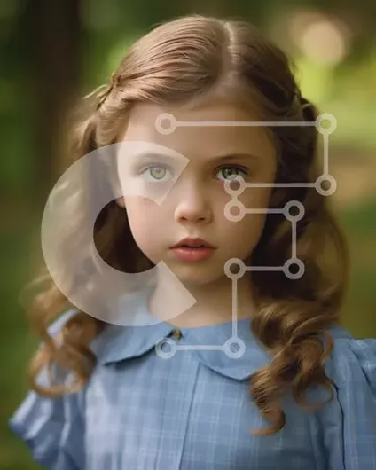 Intra Συλλεκτικό Ξύλινο Παζλ Plywood  4mm - Όμορφο πορτρέτο ενός νεαρού κοριτσιού σε ένα μπλε φόρεμα Σε Ξύλινο Κουτί - Διαστάσεις Puzzle: 10x10 cm – 25 κομμάτια