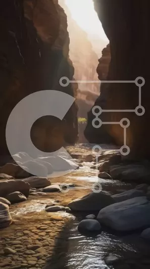 Intra Συλλεκτικό Ξύλινο Παζλ Plywood  4mm - Συναρπαστική θέα σε ένα Red Rock Canyon με Crystal Clear River Rapids Σε Ξύλινο Κουτί - Διαστάσεις: 10x10 cm – 25 κομμάτια