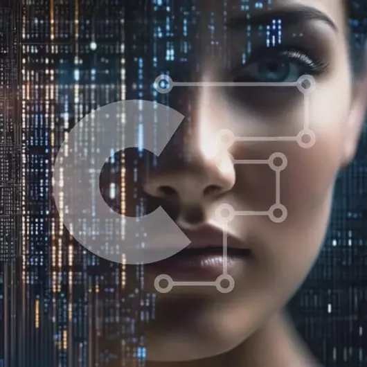 Intra Συλλεκτικό Ξύλινο Παζλ Plywood  4mm - Binary Code Woman Face - Ψηφιακή τεχνολογία και AI Σε Ξύλινο Κουτί - Διαστάσεις Puzzle: 10x10 cm – 25 κομμάτια