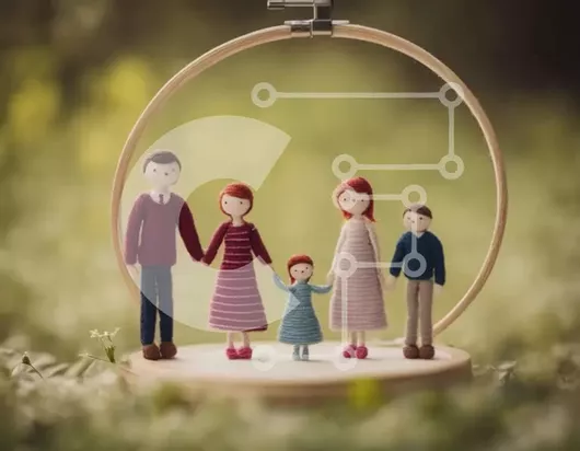 Intra Συλλεκτικό Ξύλινο Παζλ Plywood  4mm - Χειροποίητη κούκλα οικογένεια σε κορνίζα με τσέρκι Σε Ξύλινο Κουτί - Διαστάσεις Puzzle: 10x10 cm – 25 κομμάτια