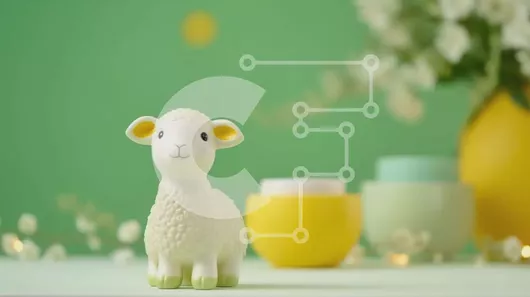 Intra Συλλεκτικό Ξύλινο Παζλ Plywood  4mm - Μικρό λευκό παιχνίδι προβάτων με πράσινα λουλούδια και κηροπήγια Σε Ξύλινο Κουτί - Διαστάσεις Puzzle: 10x10 cm – 25 κομμάτια