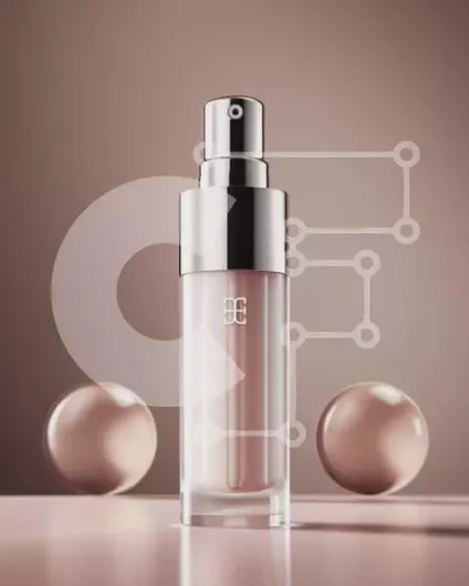 Intra Συλλεκτικό Ξύλινο Παζλ Plywood  4mm - Ροζ καλλυντικό προϊόν σε διαφανές γυάλινο μπουκάλι Σε Ξύλινο Κουτί - Διαστάσεις Puzzle: 10x10 cm – 25 κομμάτια