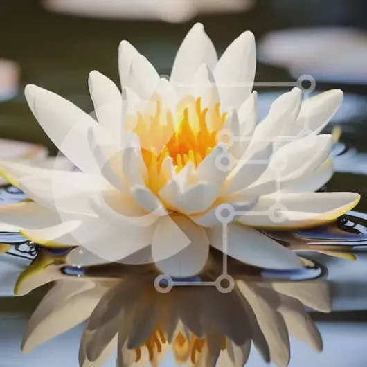 Intra Συλλεκτικό Ξύλινο Παζλ Plywood  4mm - Λευκό λουλούδι λωτού στο νερό Σε Ξύλινο Κουτί - Διαστάσεις: 10x10 cm – 25 κομμάτια