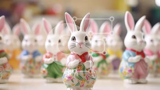 Intra Συλλεκτικό Ξύλινο Παζλ Plywood  4mm - Πολύχρωμο Πασχαλινό λαγουδάκι ειδώλια επίδειξης Σε Ξύλινο Κουτί - Διαστάσεις Puzzle: 10x10 cm – 25 κομμάτια