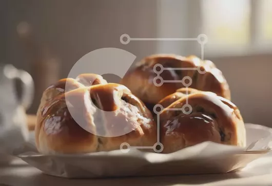 Intra Συλλεκτικό Ξύλινο Παζλ Plywood  4mm - Φρεσκοψημένα ψωμάκια ζεστού σταυρού σε ένα πιάτο δίπλα στο παράθυρο Σε Ξύλινο Κουτί - Διαστάσεις: 10x10 cm – 25 κομμάτια