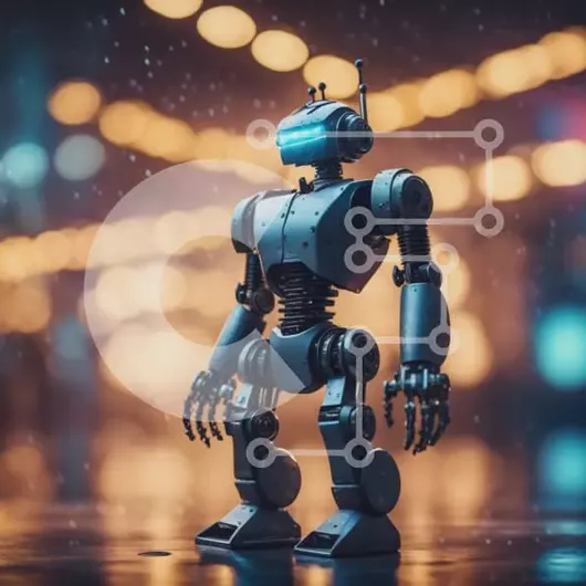 Intra Συλλεκτικό Ξύλινο Παζλ Plywood  4mm - Ρομπότ στη βροχή με μπλε μάτια Σε Ξύλινο Κουτί - Διαστάσεις Puzzle: 10x10 cm – 25 κομμάτια