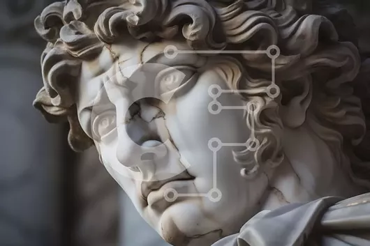 Intra Συλλεκτικό Ξύλινο Παζλ Plywood  4mm - Περίπλοκο μαρμάρινο άγαλμα ενός σοβαρού άνδρα στην Τόγκα Σε Ξύλινο Κουτί - Διαστάσεις: 10x10 cm – 25 κομμάτια