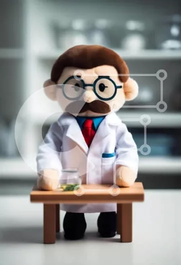 Intra Συλλεκτικό Ξύλινο Παζλ Plywood  4mm - Γεμισμένο Toy Scientist με πράσινο τσάι σε ξύλινο τραπέζι Σε Ξύλινο Κουτί - Διαστάσεις Puzzle: 10x10 cm – 25 κομμάτια