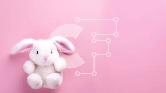 Intra Συλλεκτικό Ξύλινο Παζλ Plywood  4mm - Λευκό λαγουδάκι γεμιστό ζώο σε ροζ φόντο Σε Ξύλινο Κουτί - Διαστάσεις Puzzle: 10x10 cm – 25 κομμάτια